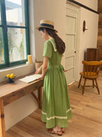 Elowen Sage Green Floral Embroidered Dress