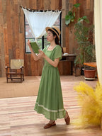 Elowen Sage Green Floral Embroidered Dress