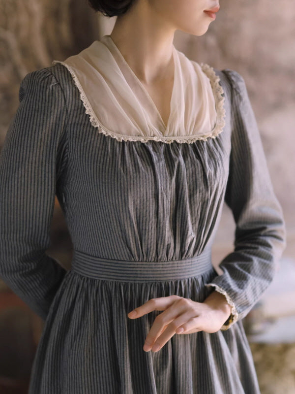 French Country Stripe Cotton Dress