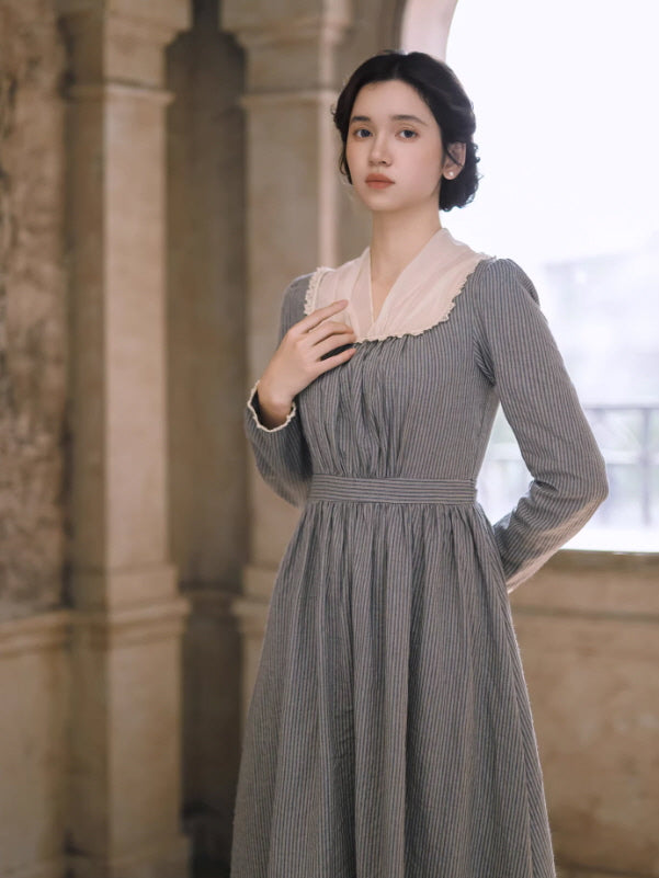 French Country Stripe Cotton Dress