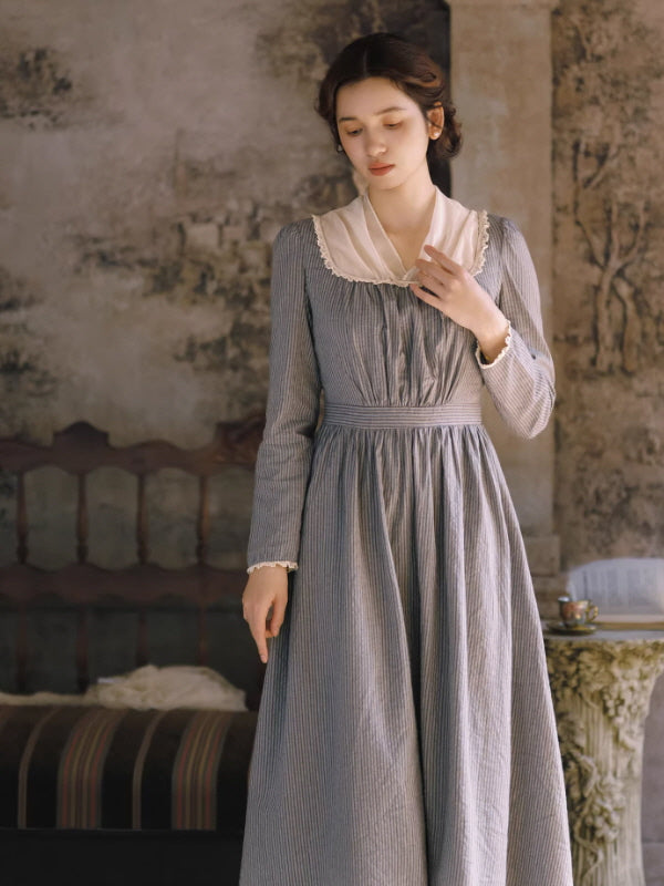 French Country Stripe Cotton Dress