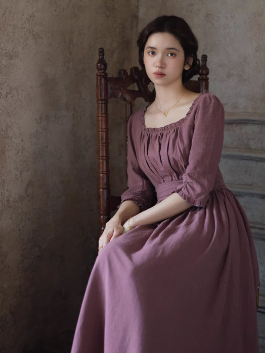 French Countryside Square Neck Dress