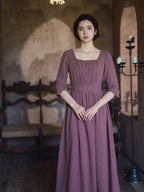 French Countryside Square Neck Dress