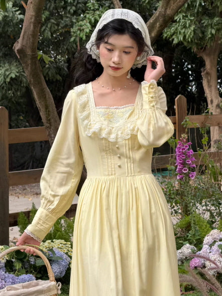 Buttercream Lace Prairie Cottagecore Dress