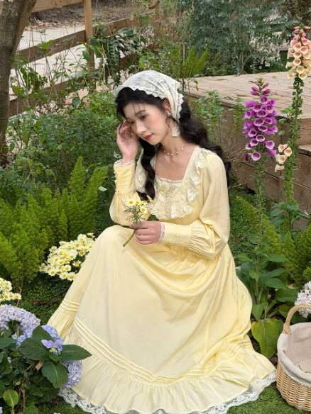 Buttercream Lace Prairie Cottagecore Dress