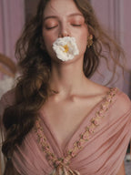 Blush Rose Embroidered Chiffon Princess Dress