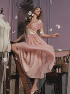 Blush Rose Embroidered Chiffon Princess Dress