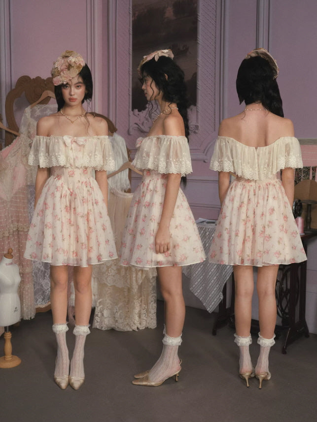 Rosy Whisper Off-Shoulder Dress