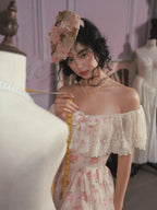 Rosy Whisper Off-Shoulder Dress