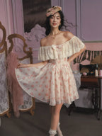 Rosy Whisper Off-Shoulder Dress