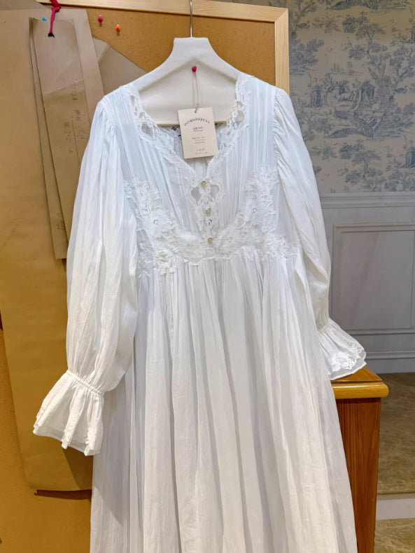 Whispering Night Cotton White Gown
