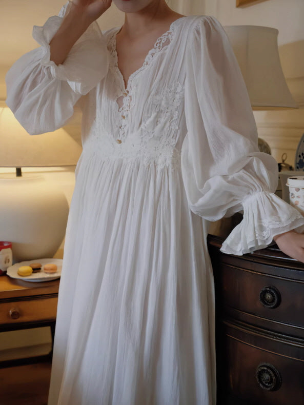 Whispering Night Cotton White Gown