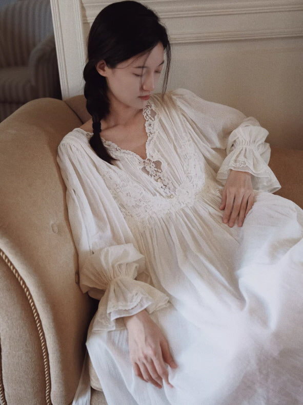 Whispering Night Cotton White Gown