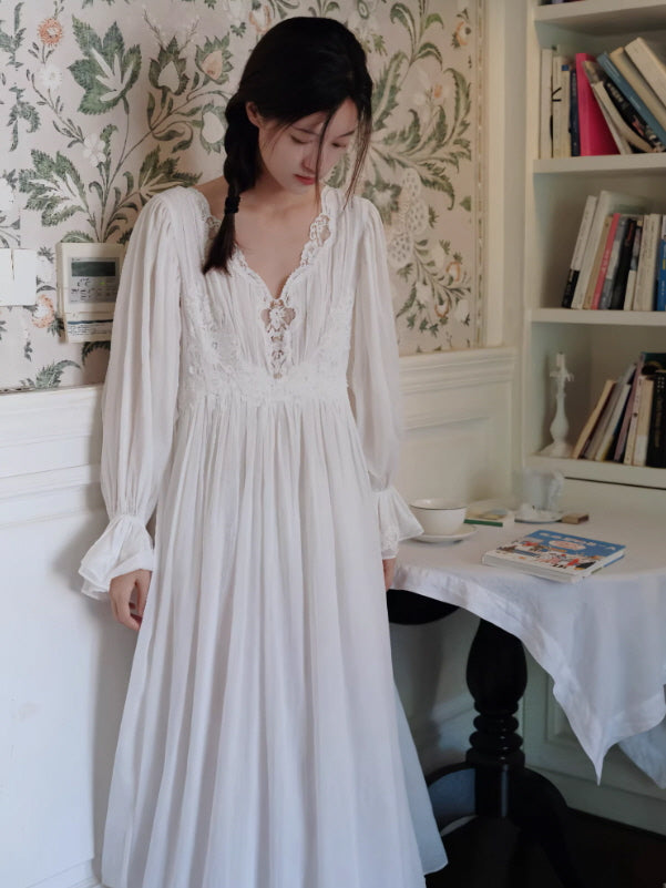 Whispering Night Cotton White Gown