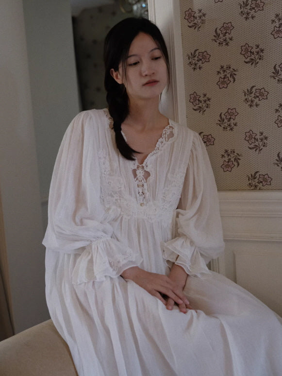 Whispering Night Cotton White Gown