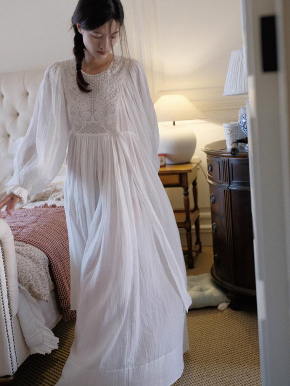 Whispering Lace Vintage Cotton Nightgown