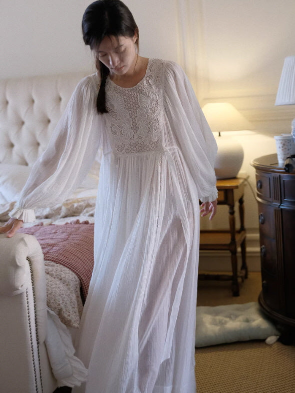 Whispering Lace Vintage Cotton Nightgown