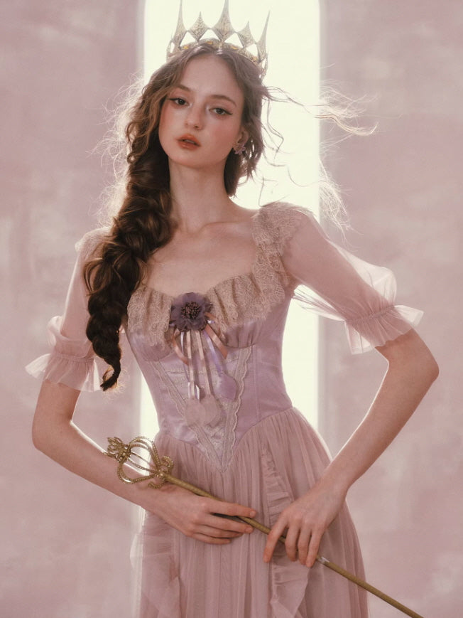 Blush Pink Lace Corset Fairycore Dress