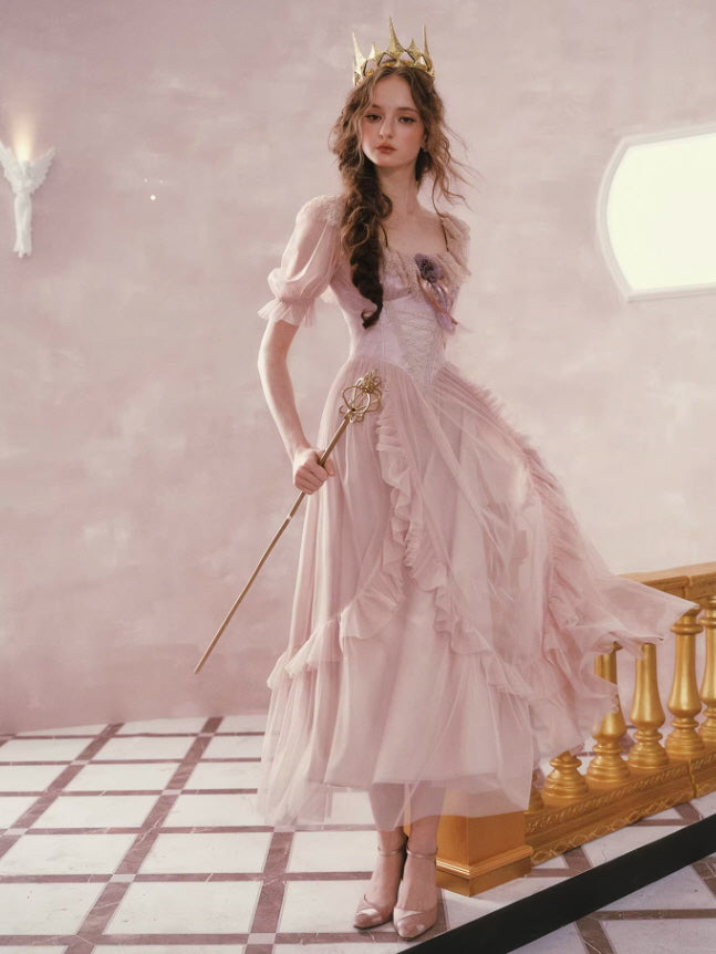 Blush Pink Lace Corset Fairycore Dress