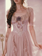 Blush Pink Lace Corset Fairycore Dress