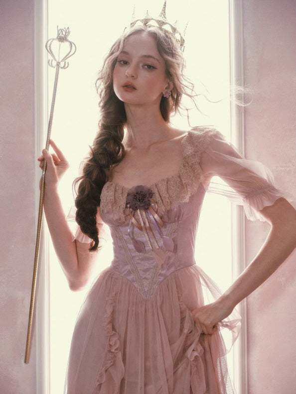 Blush Pink Lace Corset Fairycore Dress