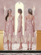Blush Petal Lace Midi Dress