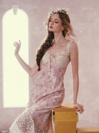 Blush Petal Lace Midi Dress