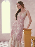 Blush Petal Lace Midi Dress