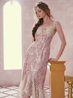 Blush Petal Lace Midi Dress