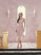 Blush Petal Lace Midi Dress