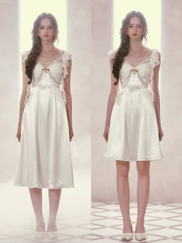 Ivory Pearl Princess Satin Dress