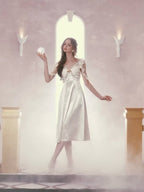 Ivory Pearl Princess Satin Dress