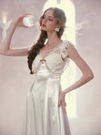 Ivory Pearl Princess Satin Dress