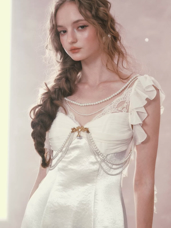 Ivory Pearl Princess Satin Dress