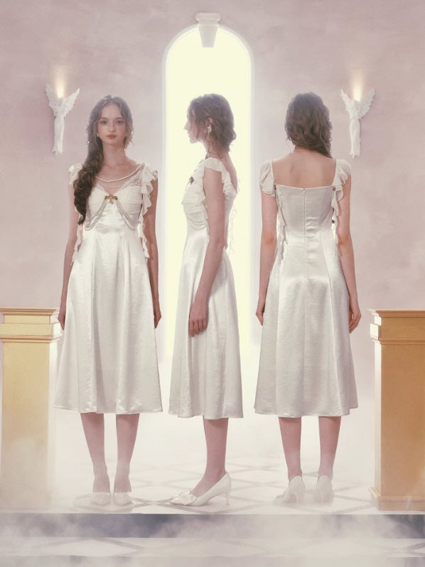 Ivory Pearl Princess Satin Dress