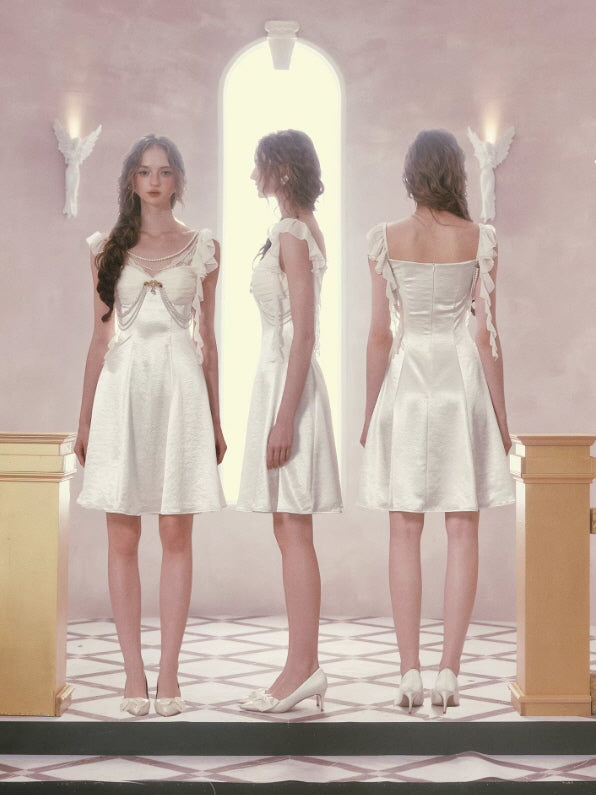 Ivory Pearl Princess Satin Dress