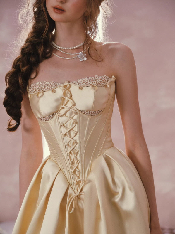 Golden Lace Corset Princess Dress