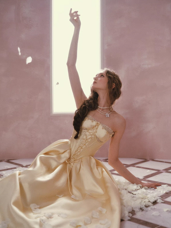Golden Lace Corset Princess Dress