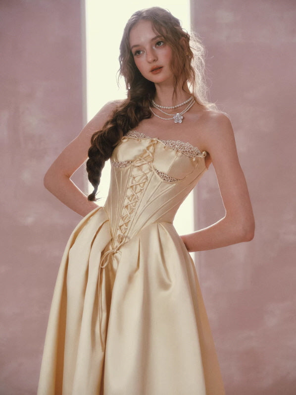 Golden Lace Corset Princess Dress