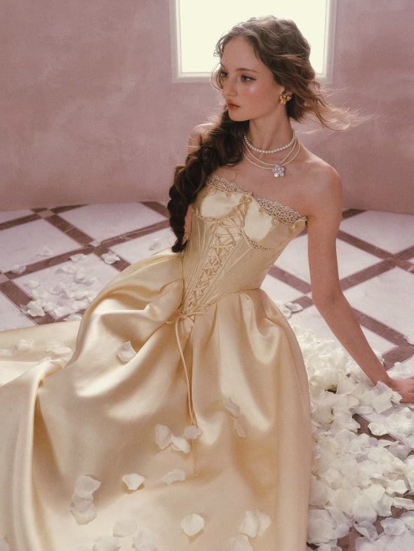 Golden Lace Corset Princess Dress