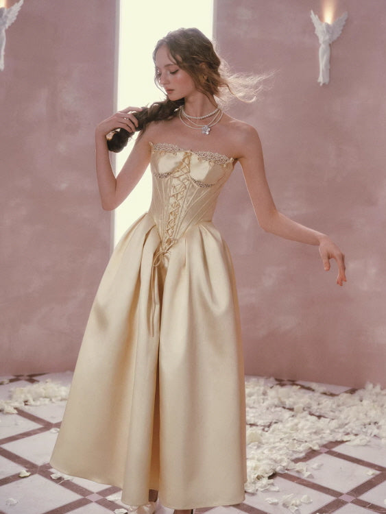 Golden Lace Corset Princess Dress