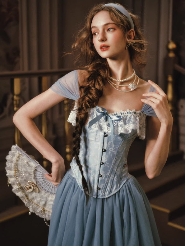Blue Lace Ballet Corset