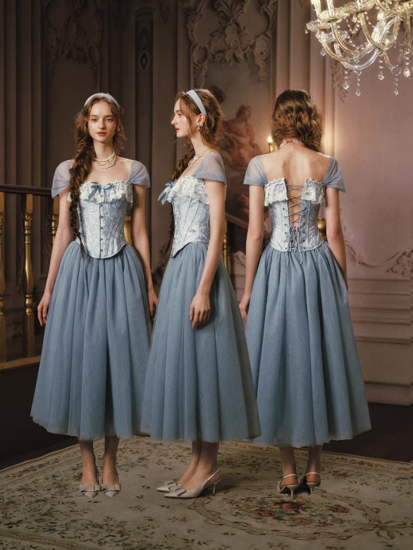 Blue Lace Ballet Corset