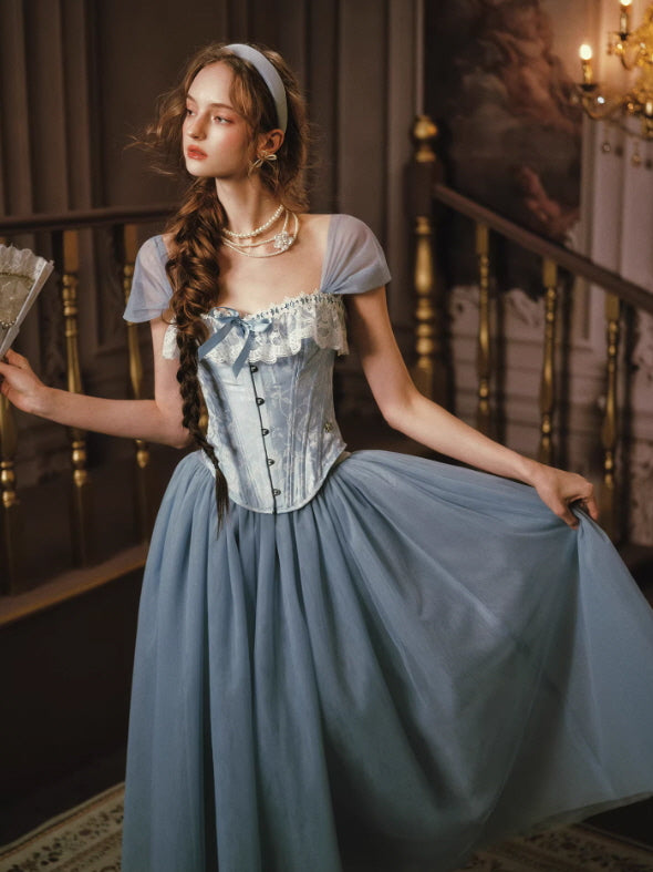 Blue Lace Ballet Corset