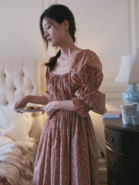 Crimson Garden Cottagecore Dress
