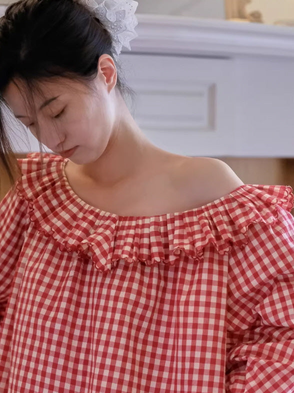 Rosy Picnic Gingham Pajama Set