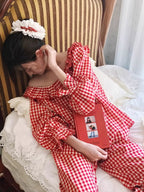 Rosy Picnic Gingham Pajama Set
