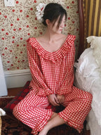 Rosy Picnic Gingham Pajama Set