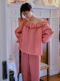 Rosy Picnic Gingham Pajama Set