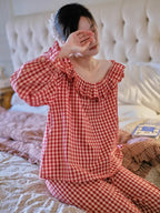 Rosy Picnic Gingham Pajama Set